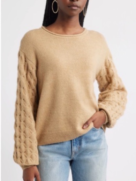 Treasure & Bond Sweaters - Treasure & Bond Honeycomb Sleeve Sweater Nordstrom